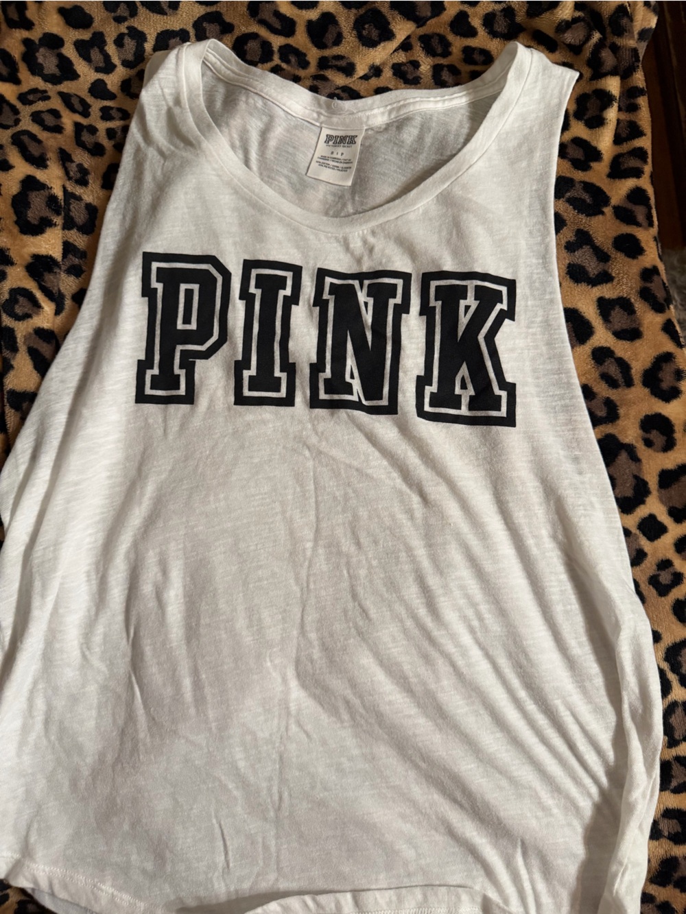PINK Victoria's Secret White Girls' Bold Black Logo Tank